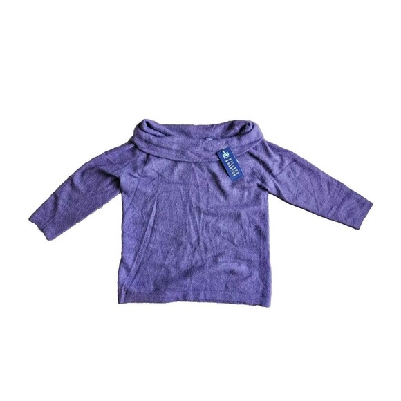 Vtg Hillard & Hanson L Purple Angora Blend Knit Sweater Cowl Neck 90S Y2K NWT - Picture 1 of 10